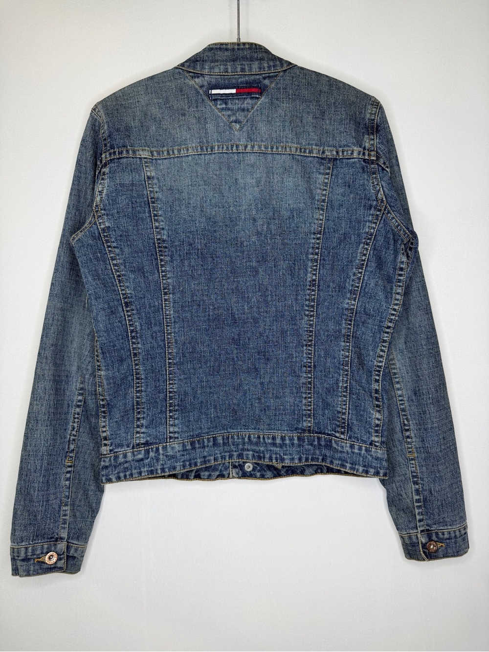 Vintage Tommy Hilfiger Jeans Moto Denim Jacket Womens Small Stonewash Blue Y2K - Picture 2 of 9